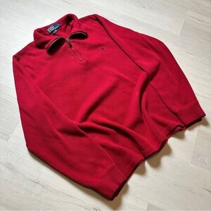 Polo Ralph Lauren Men's Quarter Zip Up Red Sweater